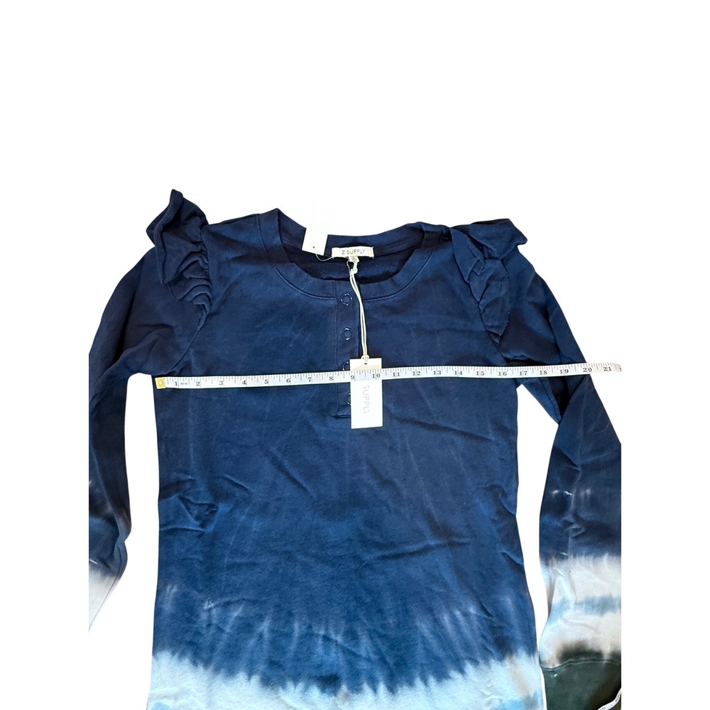 Z Supply Black Iris Tie Dye Ruffle Maxi Dress Long Sleeve Navy Olive NWT‎ S - Picture 4 of 8